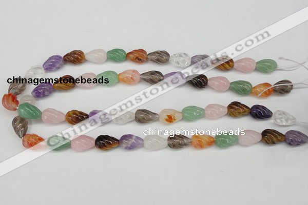 CFG51 15.5 inches 10*16mm carved teardrop mixed gemstone beads