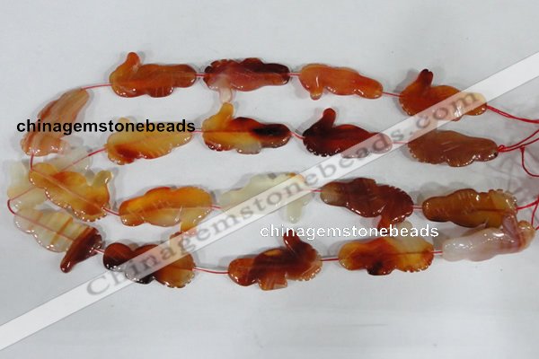 CFG519 15.5 inches 22*35mm carved animal red agate beads