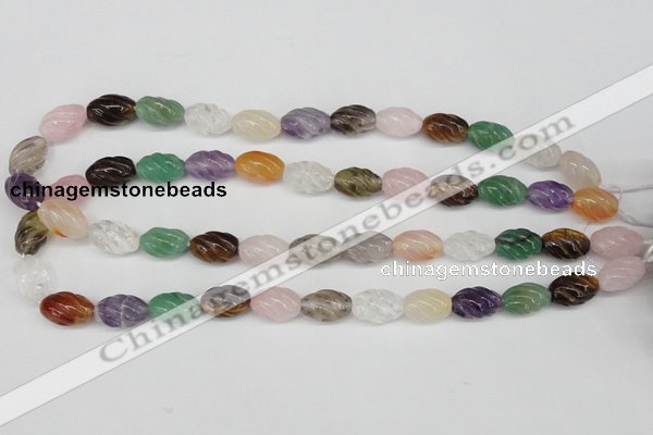 CFG52 15.5 inches 10*16mm carved rice mixed gemstone beads