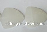 CFG525 15.5 inches 25*25mm carved triangle white jade beads