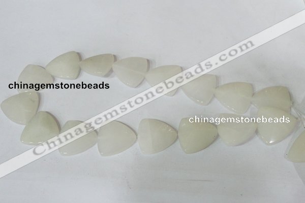 CFG525 15.5 inches 25*25mm carved triangle white jade beads