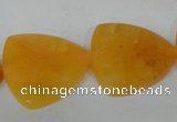 CFG527 15.5 inches 25*25mm carved triangle yellow aventurine beads