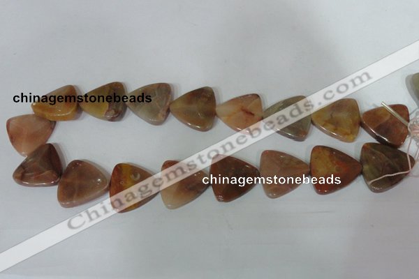 CFG529 15.5 inches 25*25mm carved triangle agate gemstone beads