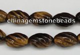 CFG53 15.5 inches 10*16mm carved rice yellow tiger eye gemstone beads