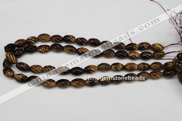 CFG53 15.5 inches 10*16mm carved rice yellow tiger eye gemstone beads