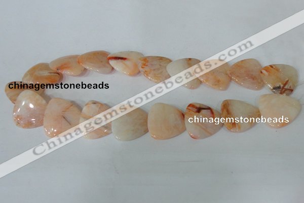 CFG536 15.5 inches 25*25mm carved triangle bamboo leaf agate beads