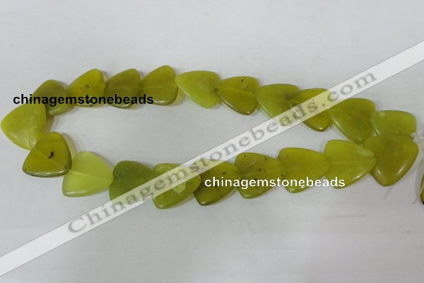 CFG537 15.5 inches 25*25mm carved triangle Korean jade beads