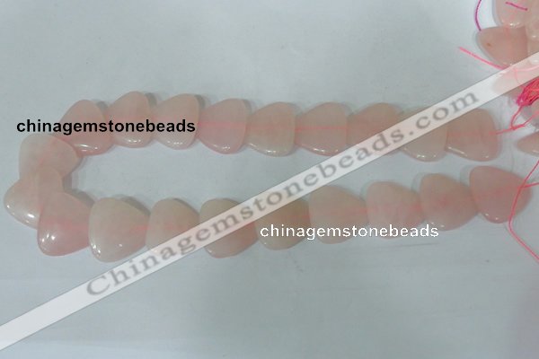 CFG539 15.5 inches 25*25mm carved triangle rose quartz beads