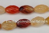 CFG54 15.5 inches 10*16mm carved rice agate gemstone beads