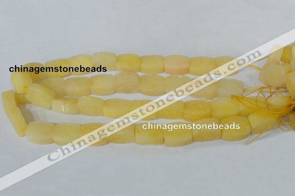 CFG547 15.5 inches 15*20mm carved brick yellow jade beads