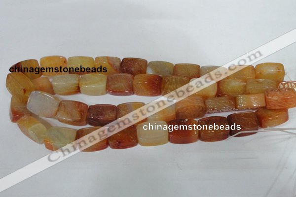 CFG549 15.5 inches 15*20mm carved brick red agate beads