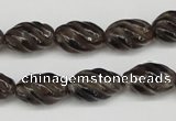 CFG55 15.5 inches 10*16mm carved rice smoky quartz beads