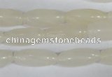 CFG551 15.5 inches 8*20mm carved rice white jade beads