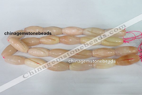 CFG555 15.5 inches 15*35mm carved rice pink aventurine beads