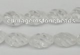 CFG56 15.5 inches 10*16mm carved rice white crystal gemstone beads