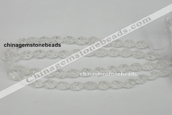 CFG56 15.5 inches 10*16mm carved rice white crystal gemstone beads