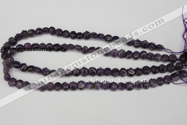 CFG59 15.5 inches 8*10mm carved pig-shaped amethyst gemstone beads