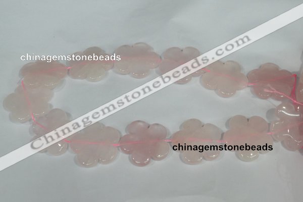 CFG653 15.5 inches 30mm carved flower rose quartz beads