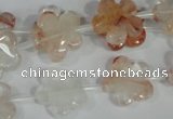 CFG657 15.5 inches 15mm carved flower pink quartz beads