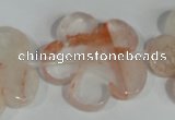 CFG659 15.5 inches 30mm carved flower pink quartz beads