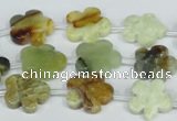 CFG663 15.5 inches 15mm carved flower flower jade beads