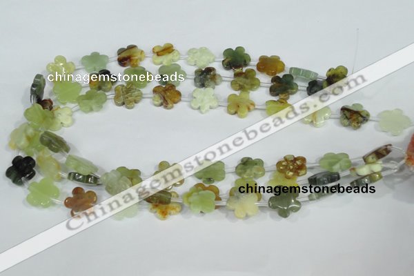 CFG663 15.5 inches 15mm carved flower flower jade beads