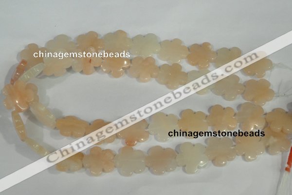 CFG667 15.5 inches 20mm carved flower pink aventurine jade beads