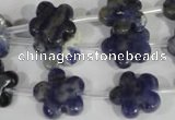 CFG669 15.5 inches 15mm carved flower sodalite gemstone beads