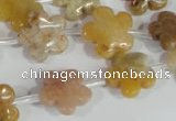 CFG672 15.5 inches 15mm carved flower agate gemstone beads