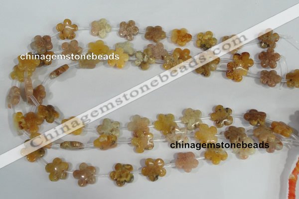 CFG672 15.5 inches 15mm carved flower agate gemstone beads