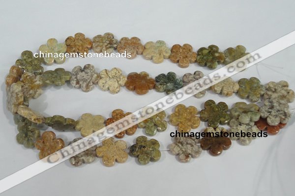 CFG673 15.5 inches 20mm carved flower agate gemstone beads