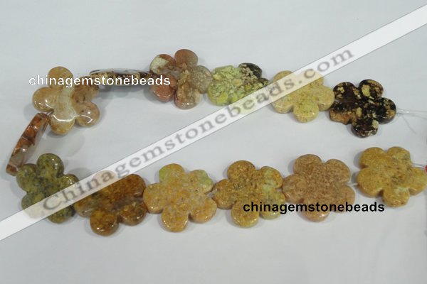 CFG674 15.5 inches 30mm carved flower agate gemstone beads