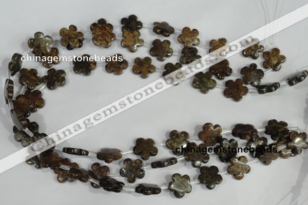 CFG678 15.5 inches 15mm carved flower bronzite gemstone beads