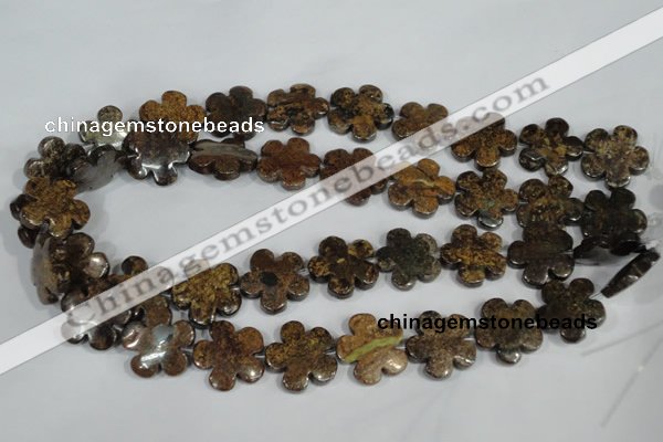 CFG679 15.5 inches 20mm carved flower bronzite gemstone beads