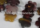 CFG684 15.5 inches 15mm carved flower mookaite gemstone beads