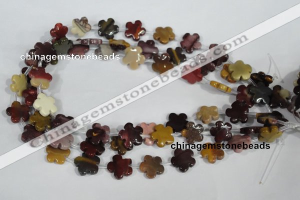 CFG684 15.5 inches 15mm carved flower mookaite gemstone beads