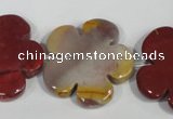 CFG686 15.5 inches 30mm carved flower mookaite gemstone beads