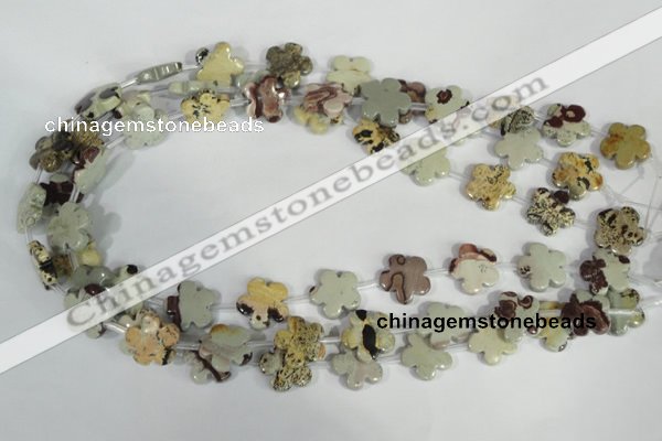 CFG687 15.5 inches 15mm carved flower artistic jasper beads