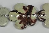 CFG689 15.5 inches 30mm carved flower artistic jasper beads