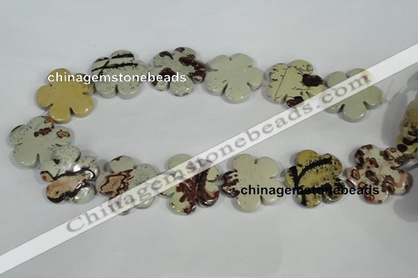 CFG689 15.5 inches 30mm carved flower artistic jasper beads