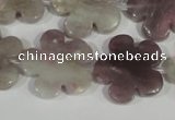 CFG691 15.5 inches 20mm carved flower lilac jasper beads