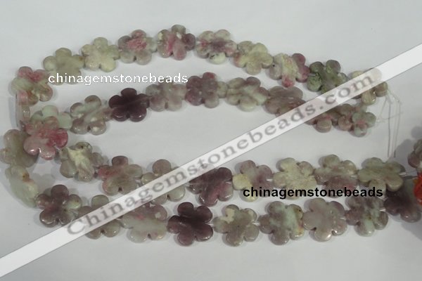 CFG691 15.5 inches 20mm carved flower lilac jasper beads