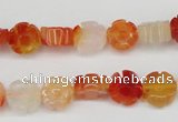 CFG71 15.5 inches 10mm carved flower agate gemstone beads