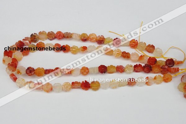 CFG71 15.5 inches 10mm carved flower agate gemstone beads