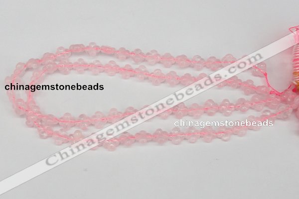 CFG72 15.5 inches 11*11mm carved flower rose quartz gemstone beads