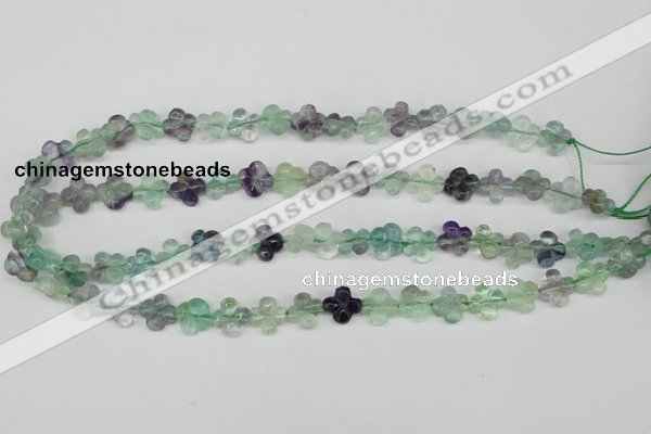 CFG73 15.5 inches 11*11mm carved flower fluorite gemstone beads