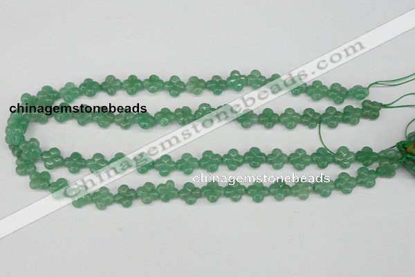 CFG74 15.5 inches 11*11mm carved flower green aventurine beads