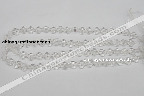 CFG75 15.5 inches 11*11mm carved flower white crystal beads