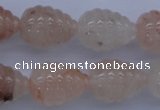 CFG750 15.5 inches 15*20mm carved teardrop natural pink quartz beads