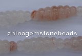 CFG752 15.5 inches 10*30mm carved rice natural pink quartz beads